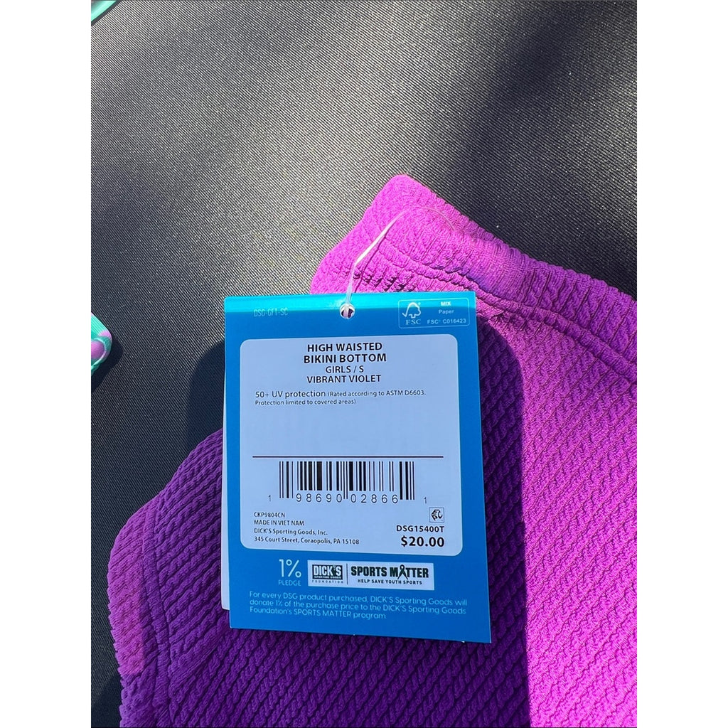 DSG Girls Purple Ribbed High-Waist Swim Bottoms