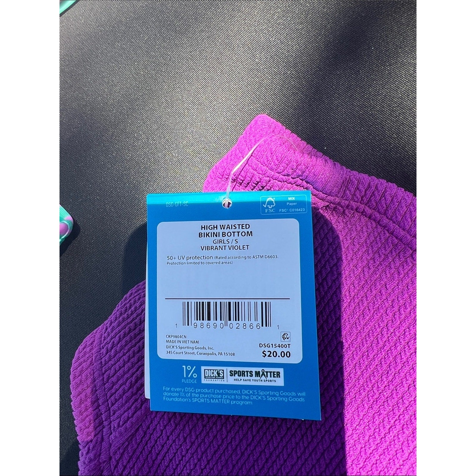 DSG Girls Purple Ribbed High-Waist Swim Bottoms
