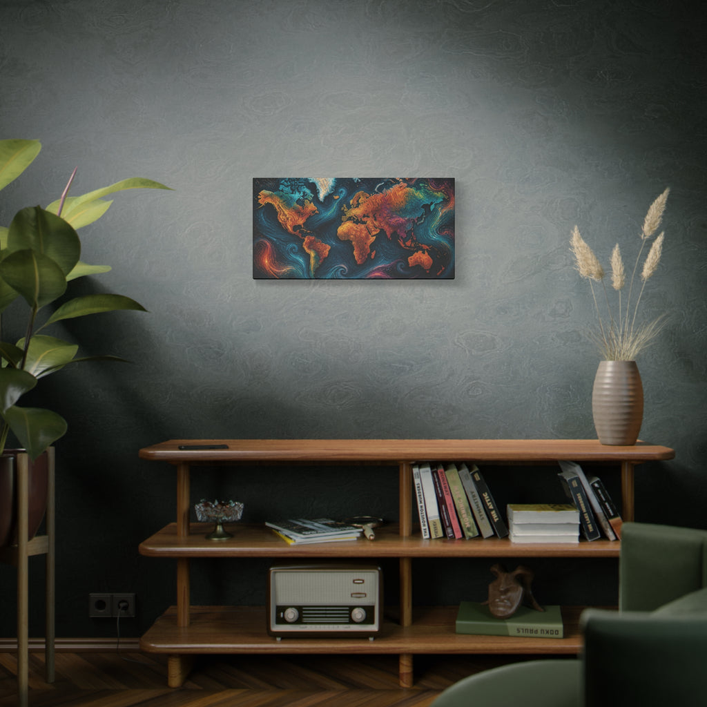 Colorful Abstract World Map Matte Canvas