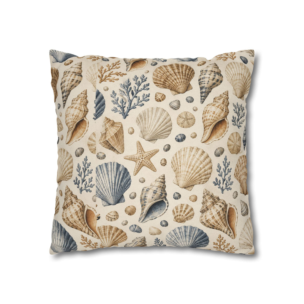 Seashell Coastal Throw Pillow Cover
