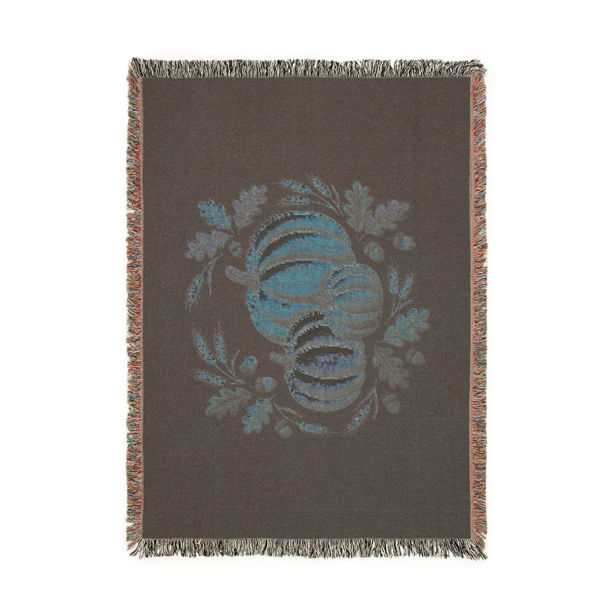 Autumn Pumpkin Woven Blanket | Fall Harvest Throw, Harvest Pumpkins Tapestry