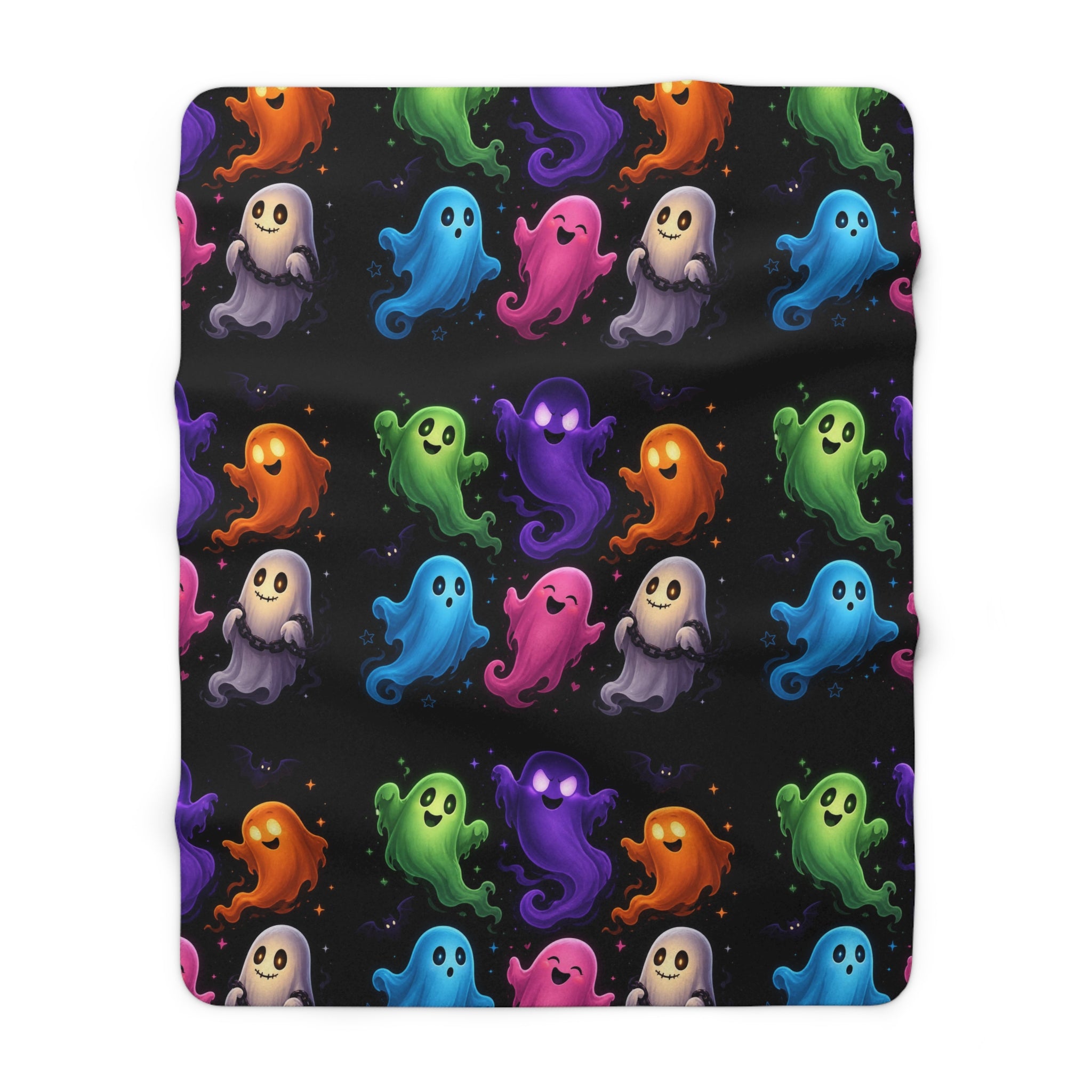 Colorful Ghosts Sherpa Fleece Blanket