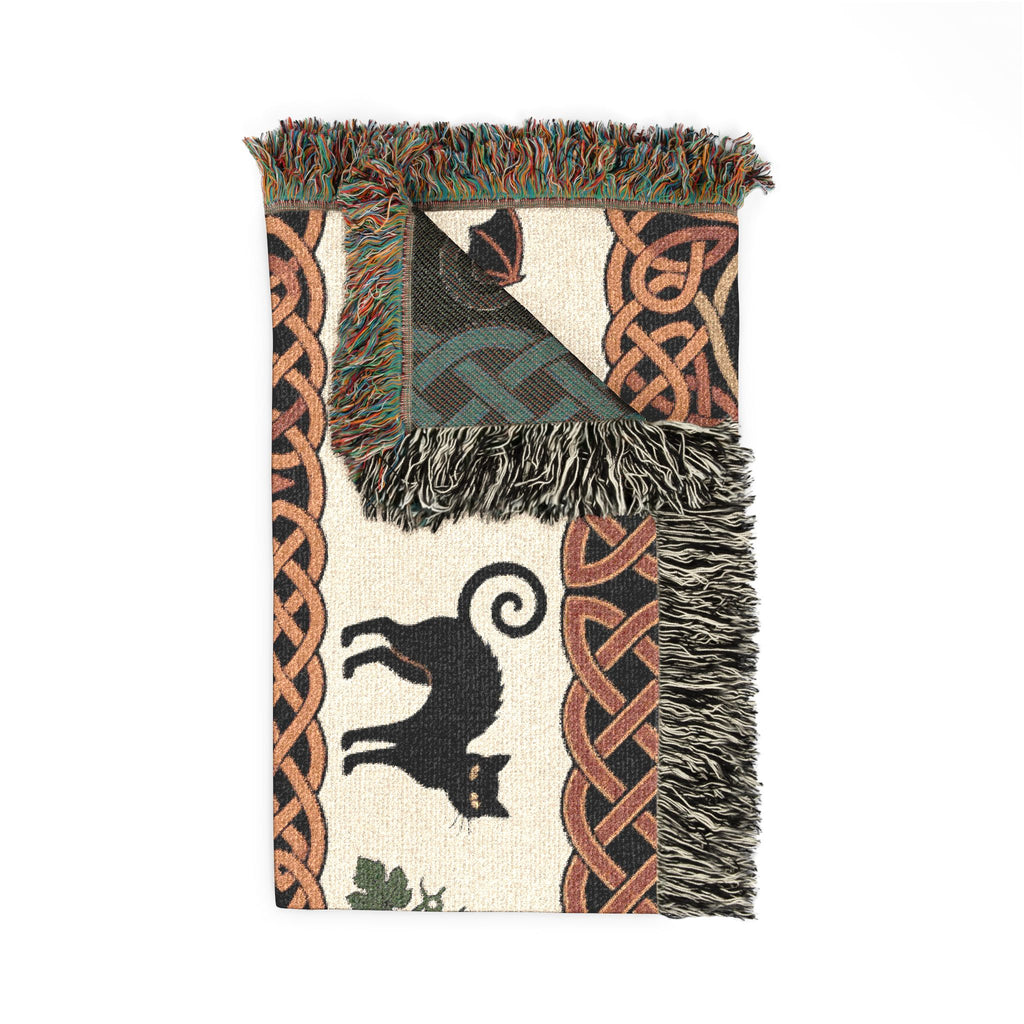 Jack-o'-Lantern Cats and Bats Woven Throw