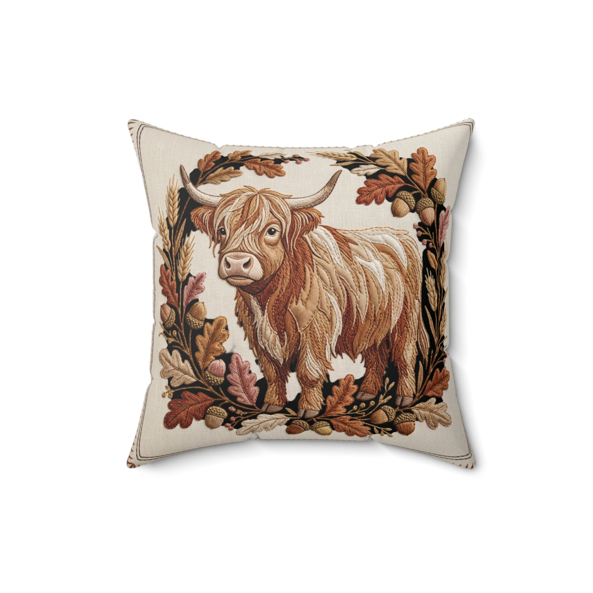 Highland Cow Tapestry Pillow Spun Polyester Square Pillow | Rustic Farmhouse Decor