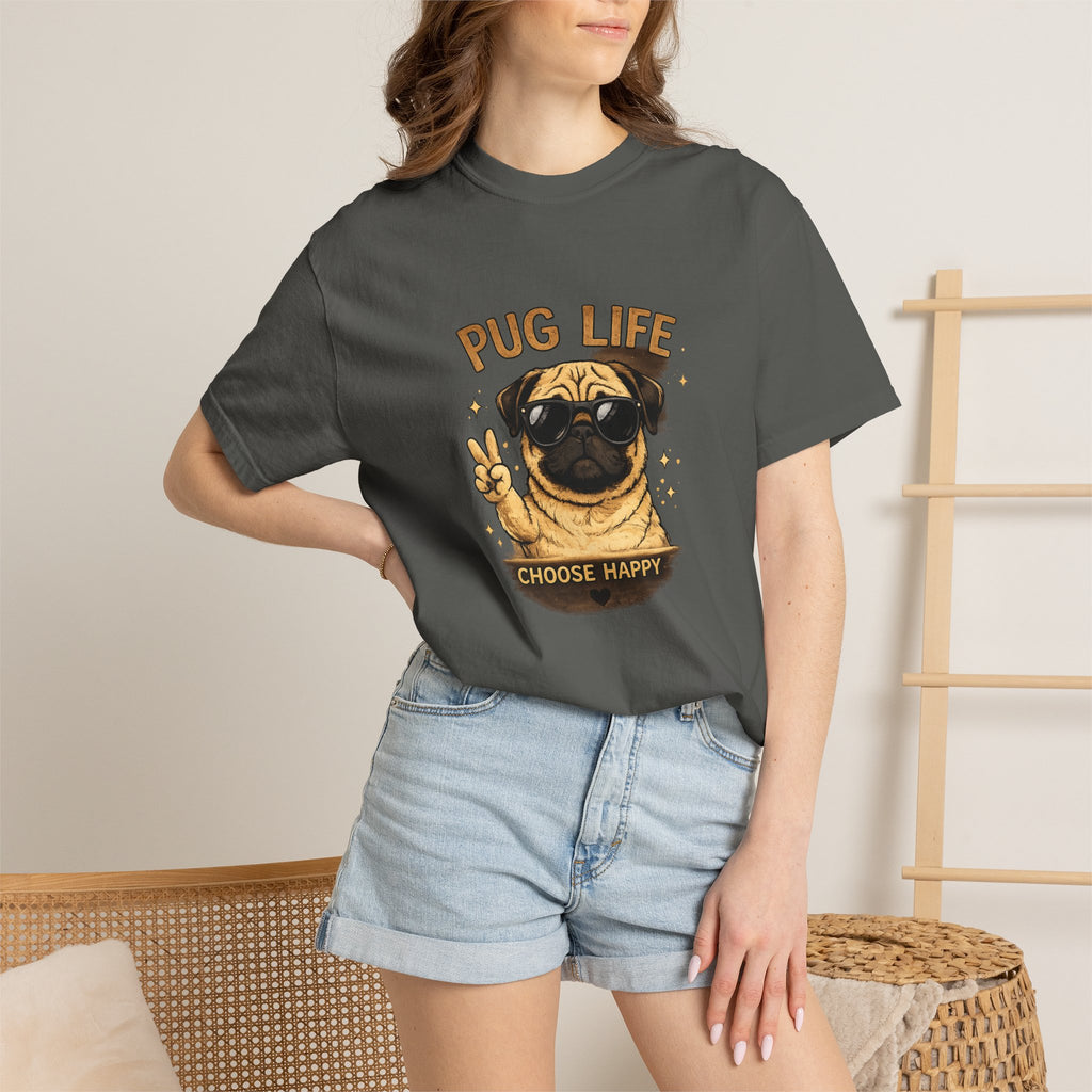 Pug T-Shirt — "Choose Happy" Cute Pug Graphic Tee