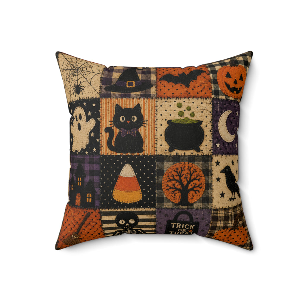 Halloween Patchwork Throw Pillow