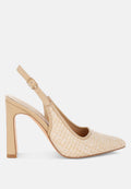 Alzbeta Raffia Pointy Toe Slingback Pumps