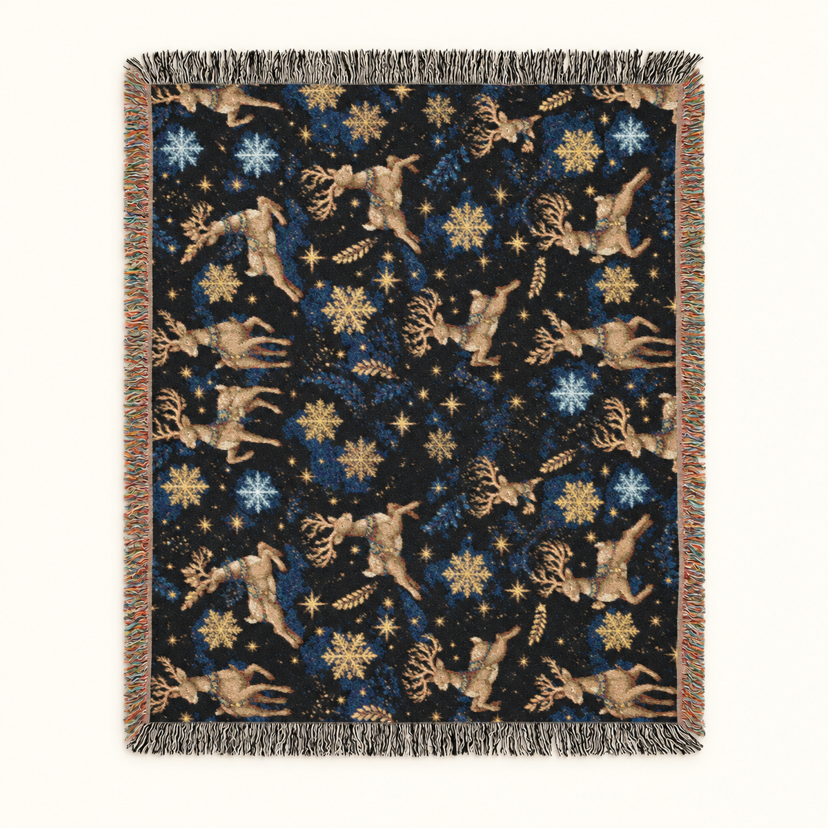 Winter Reindeer Woven Blanket