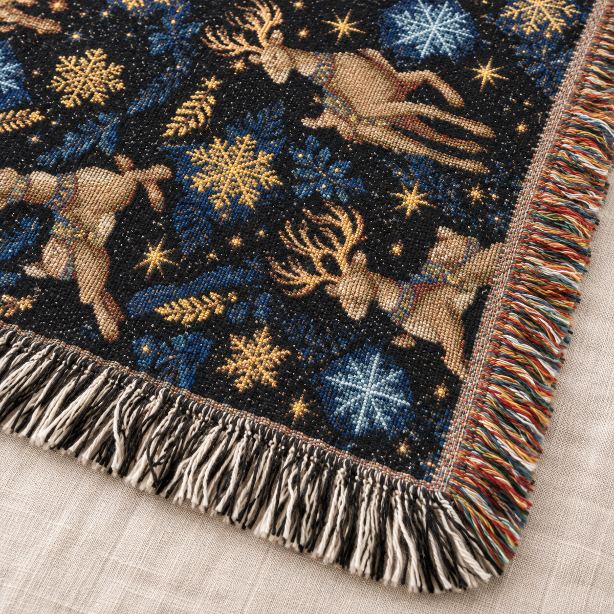 Winter Reindeer Woven Blanket