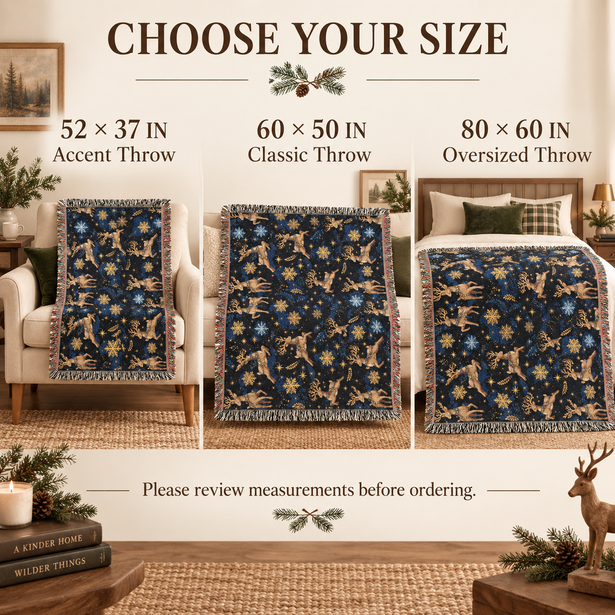 Winter Reindeer Woven Blanket