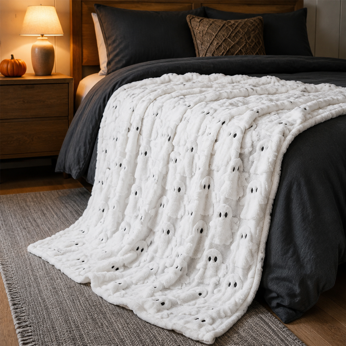 White Ghost Halloween Blanket