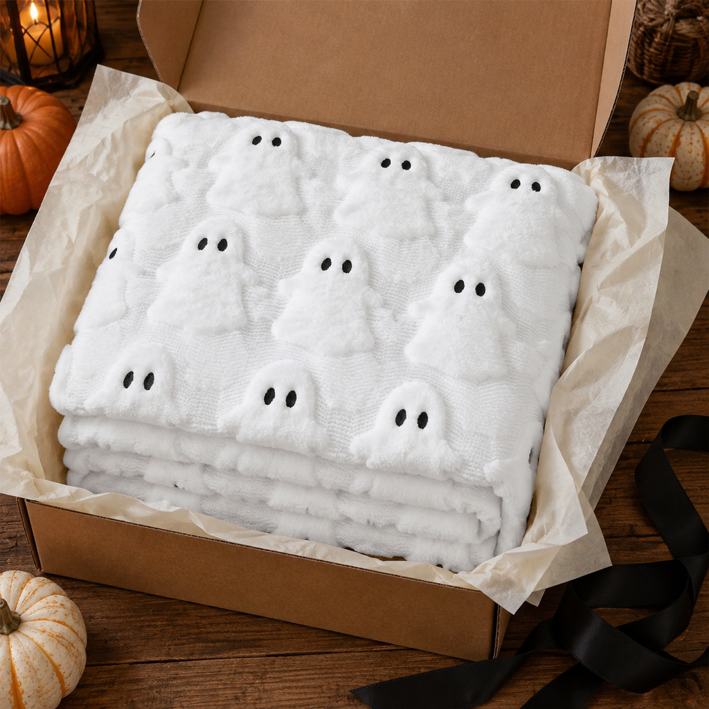 White Ghost Halloween Blanket
