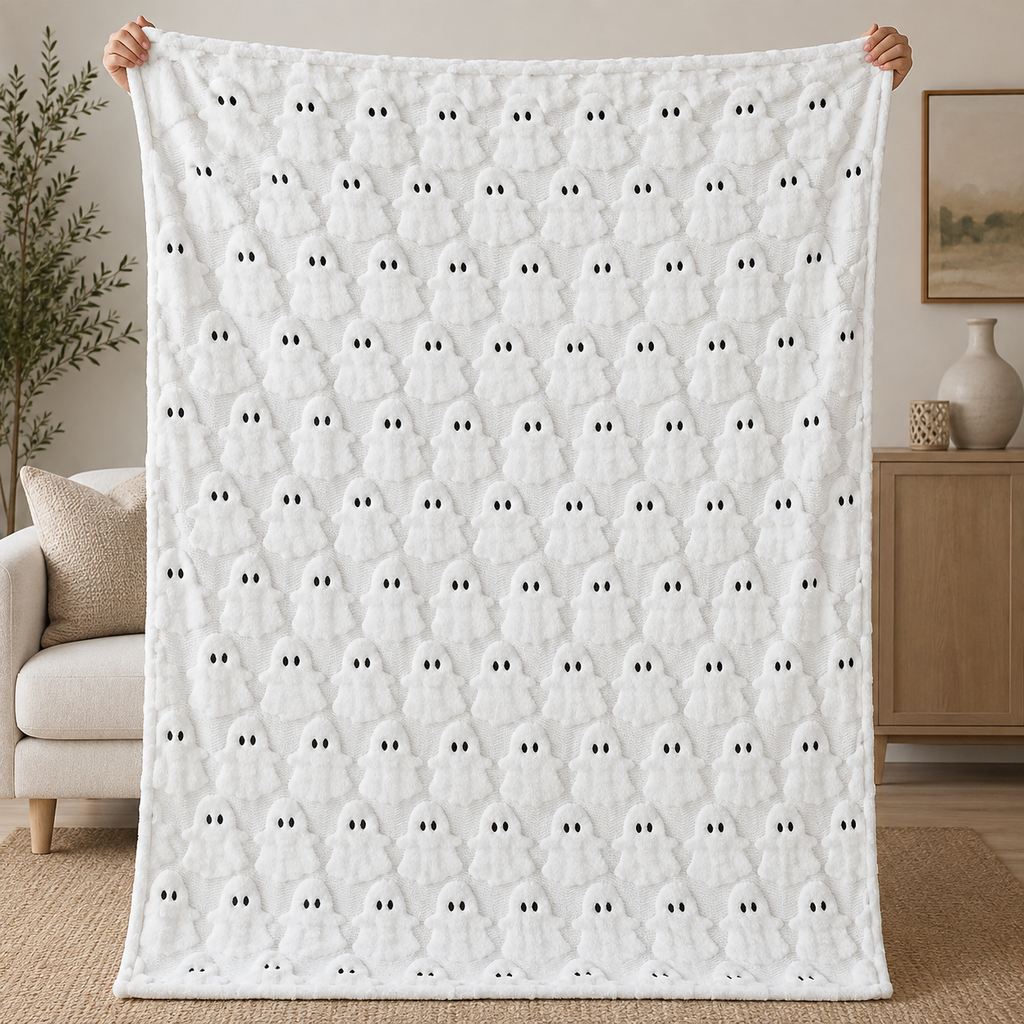 White Ghost Halloween Blanket