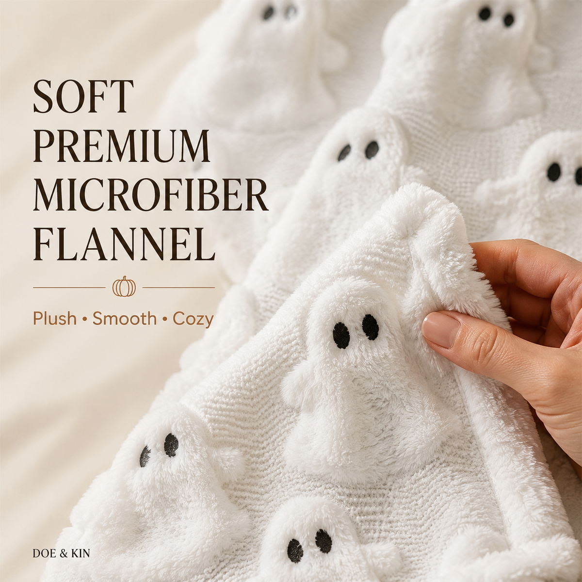 White Ghost Halloween Blanket