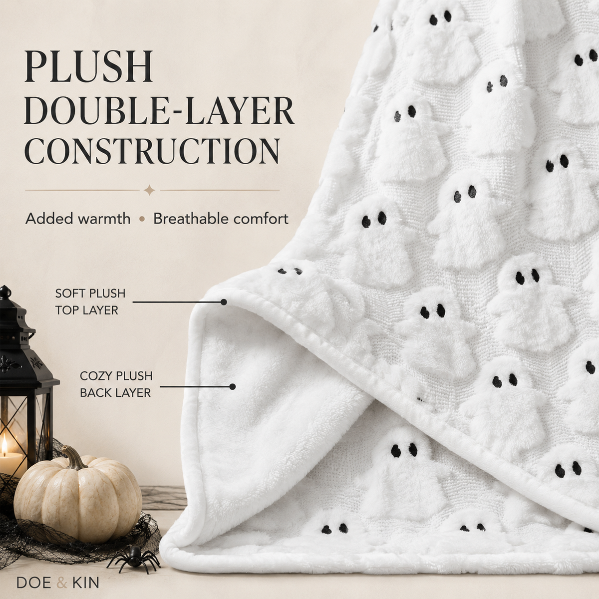 White Ghost Halloween Blanket