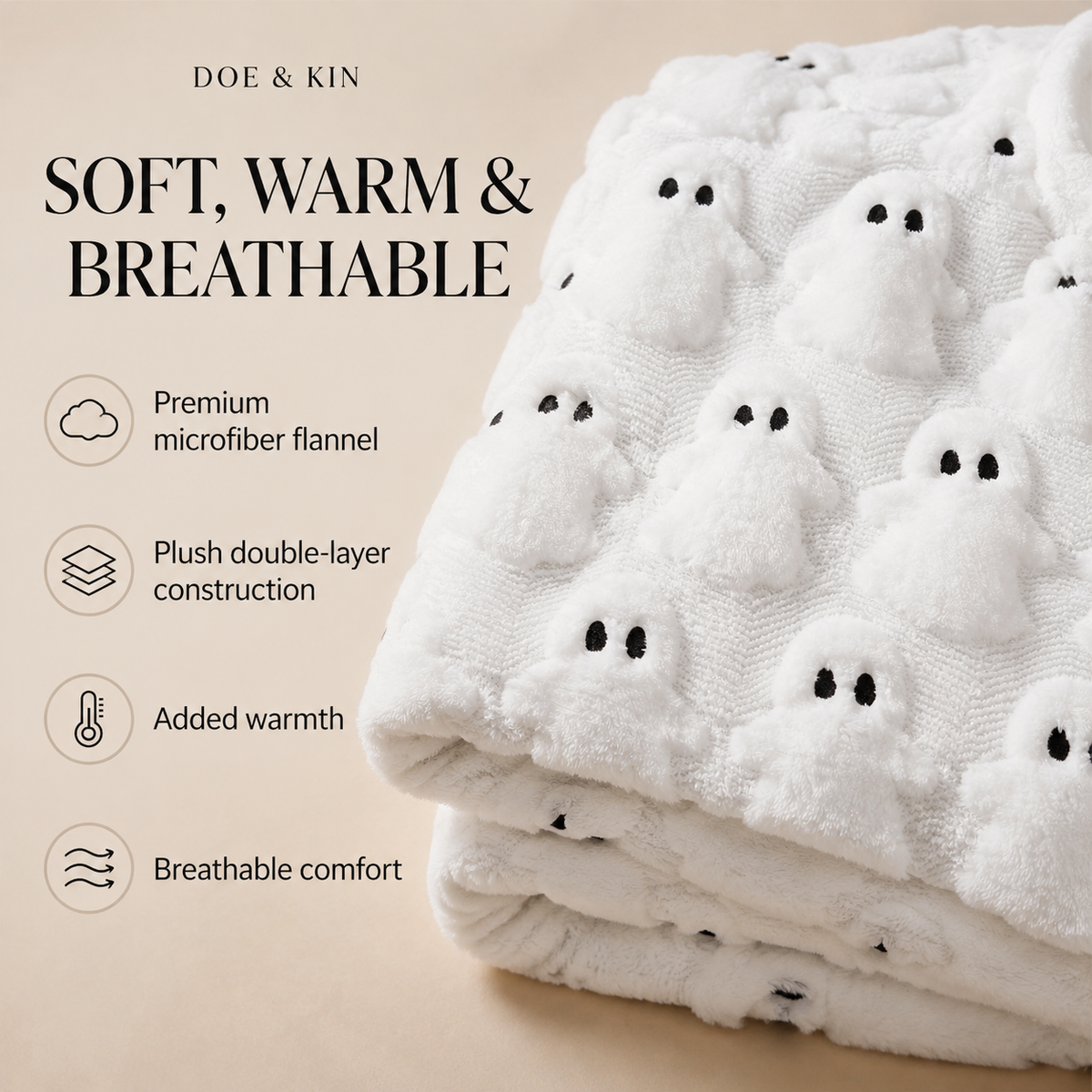 White Ghost Halloween Blanket