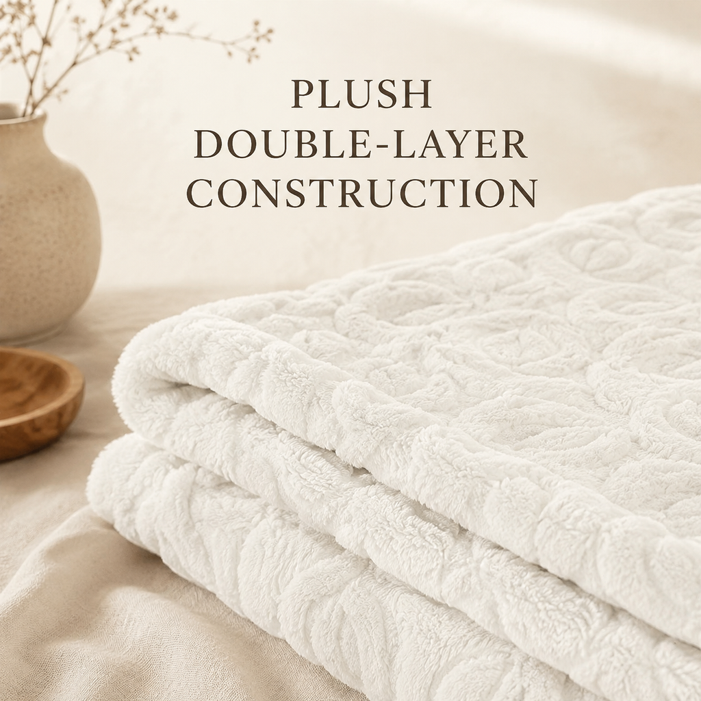 White Pumpkin Embossed Flannel Throw