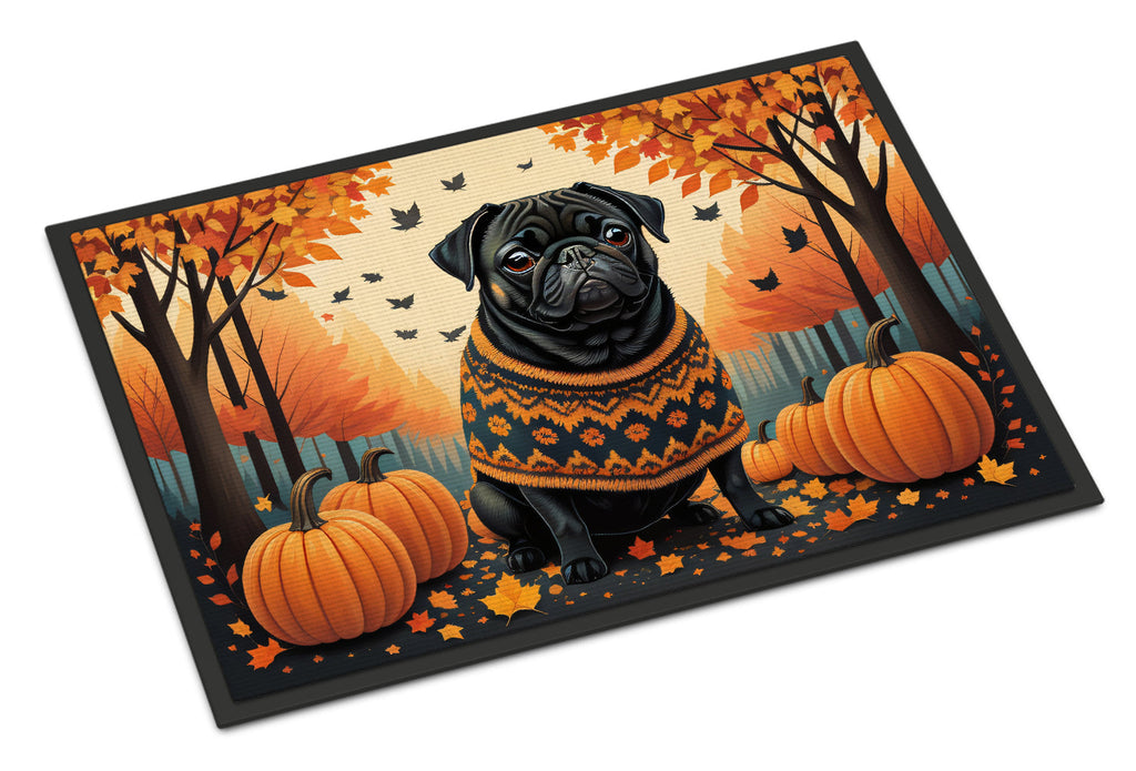 Black Pug Fall Doormat