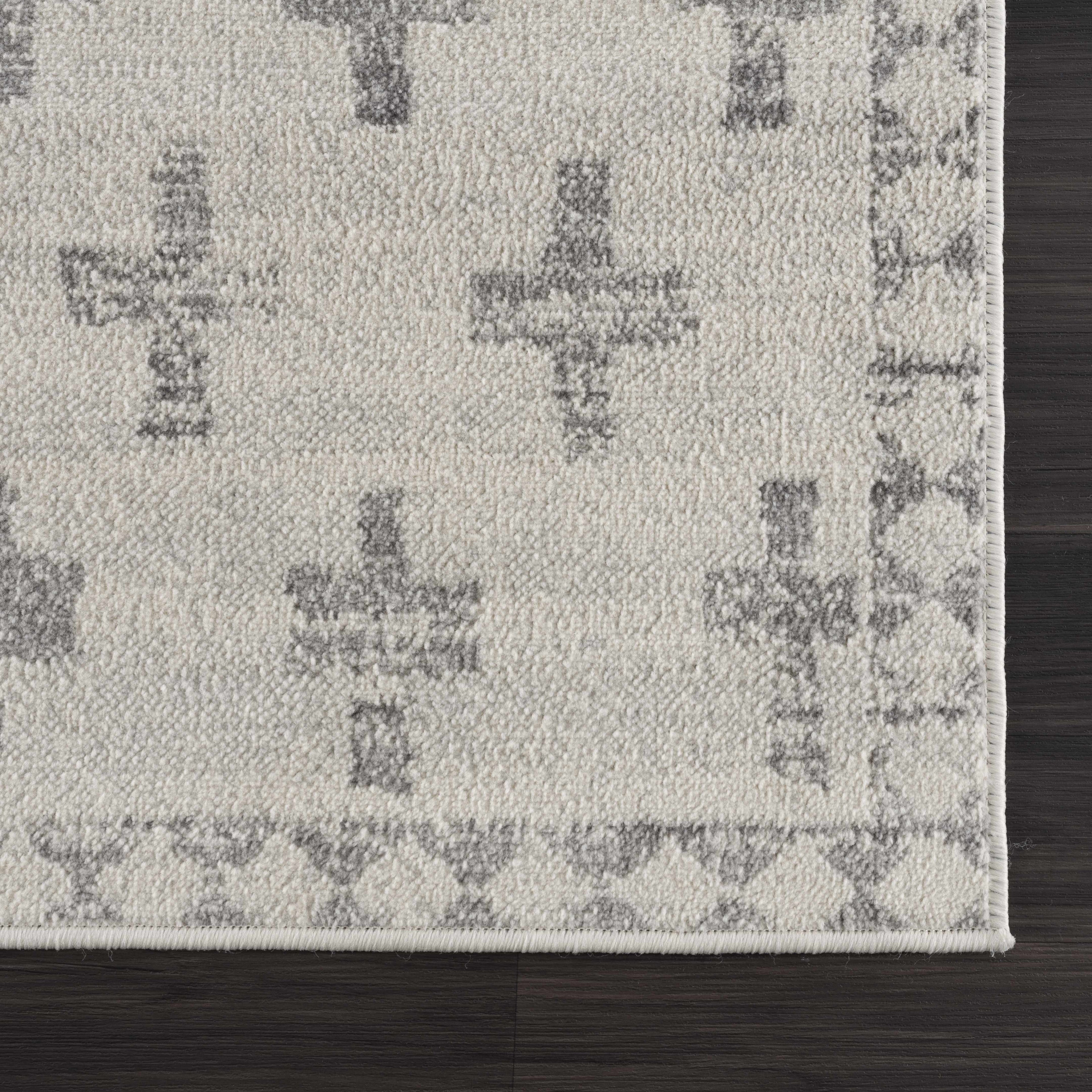 Tigris Swiss Cross Ivory & Gray 2322 Area Rug