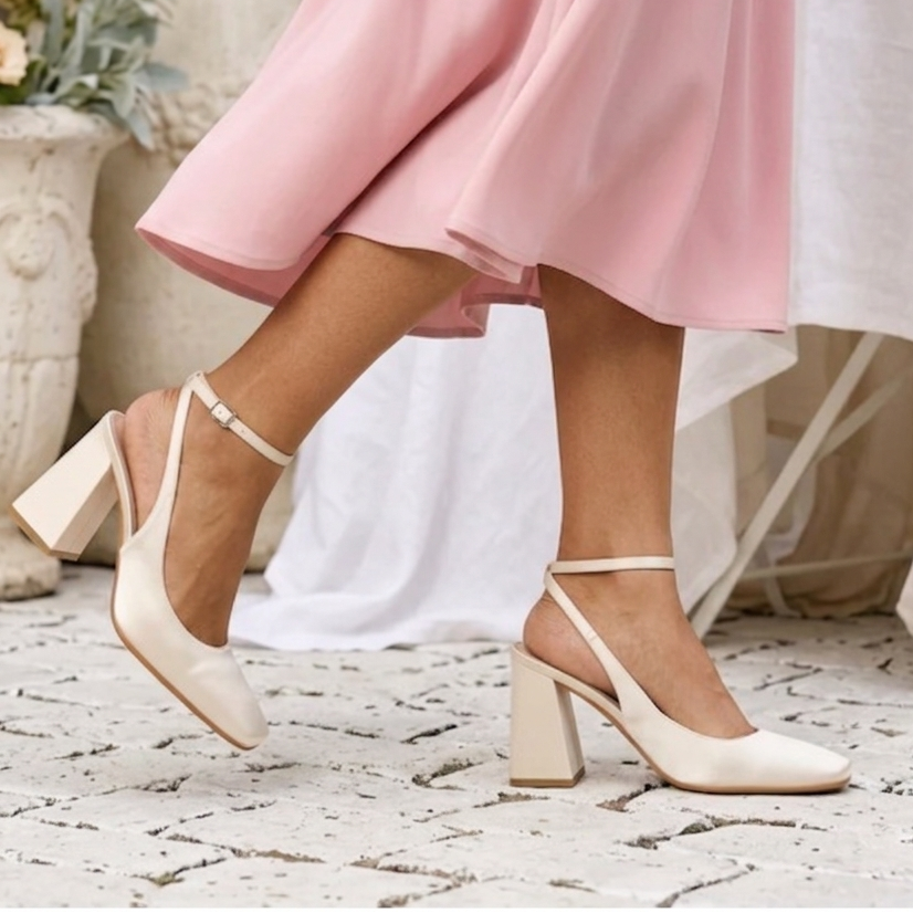 Madison -Ivory Block Heels