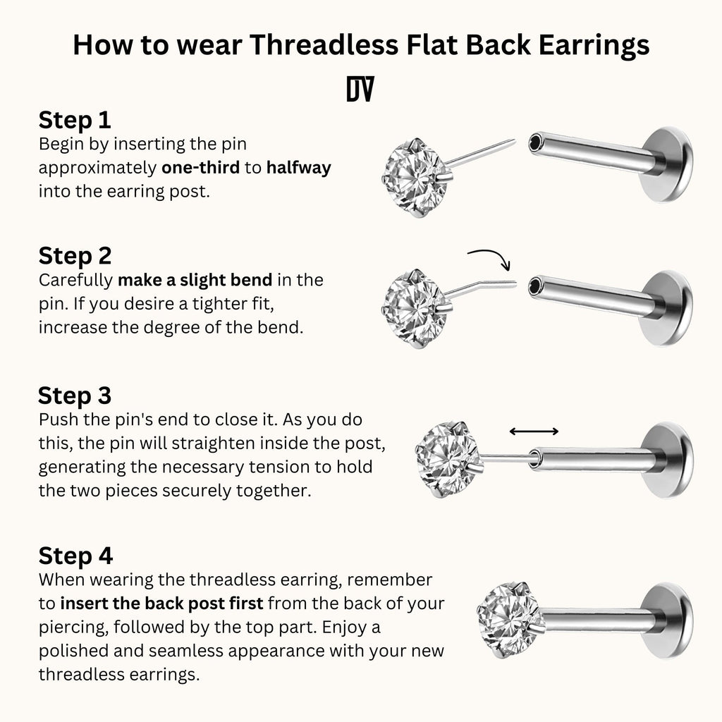 Petite Heart Threadless Labret Titanium Flat Back Earring