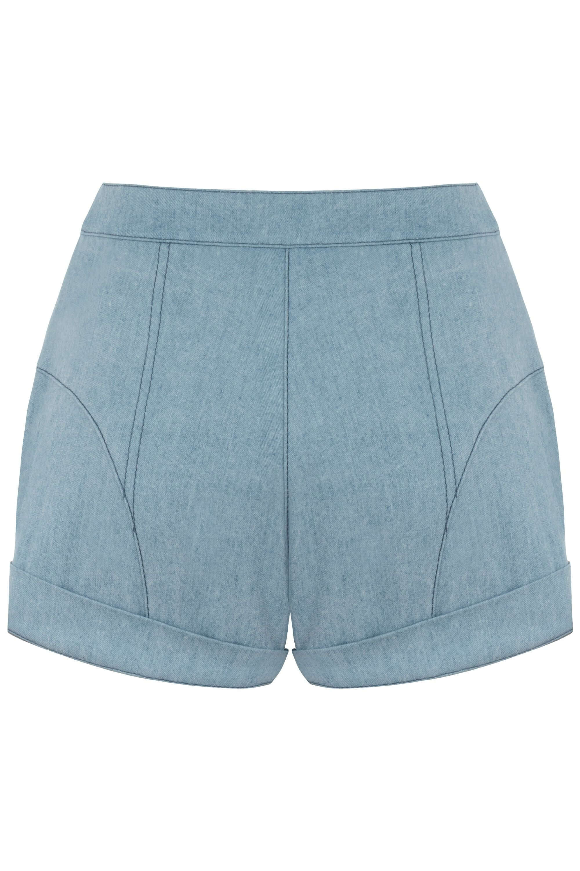 JENDUE Marvel Denim Shorts - Light Wash High-Waist