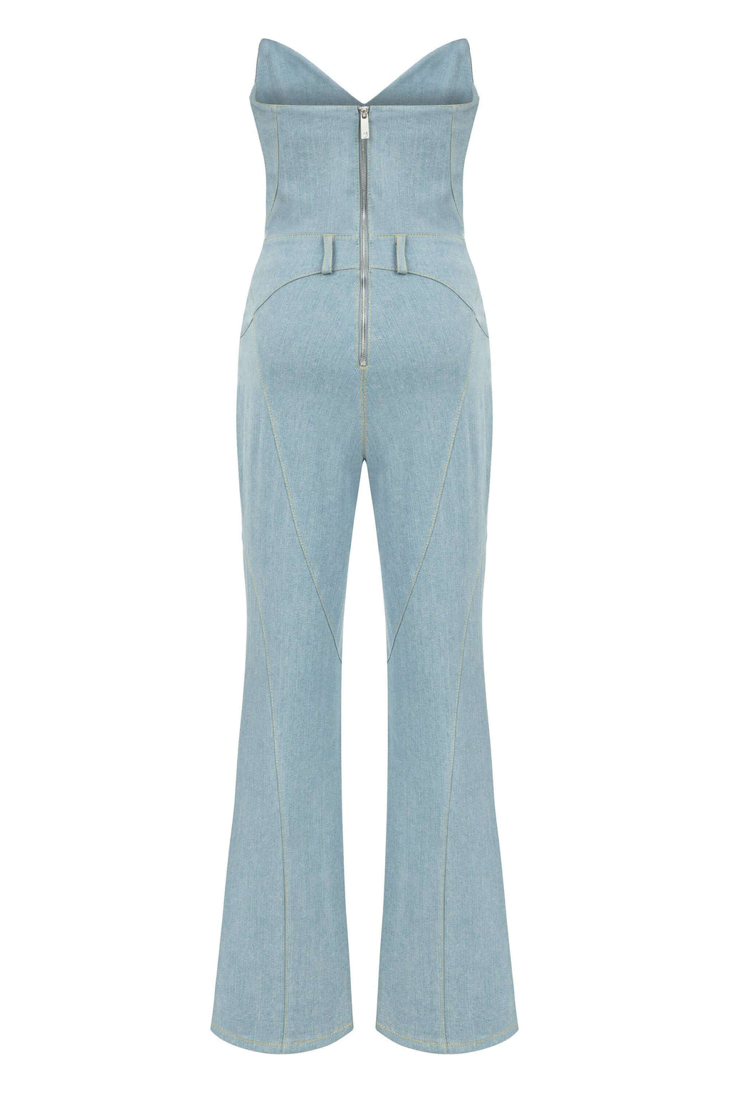 JENDUE Marvel Maxi Denim Jumpsuit - Strapless, Cut-Out