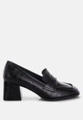 Pitaka Block Heel Penny Strap Loafers