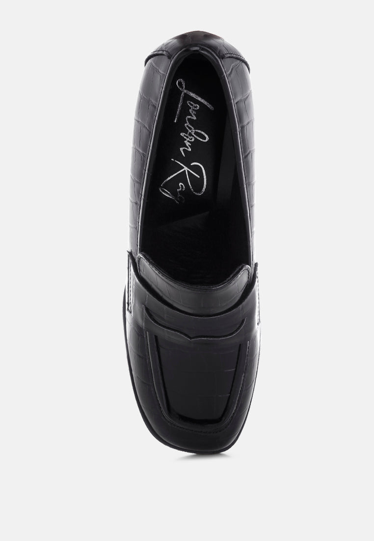 Pitaka Block Heel Penny Strap Loafers