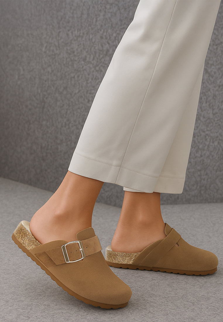 Ratiha Buckle Accent Slip-On Footbed Mules