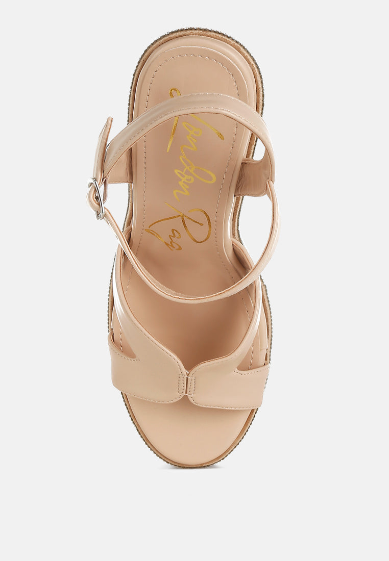 London Rag Regina Rhinestones Embellished Wedge Sandals