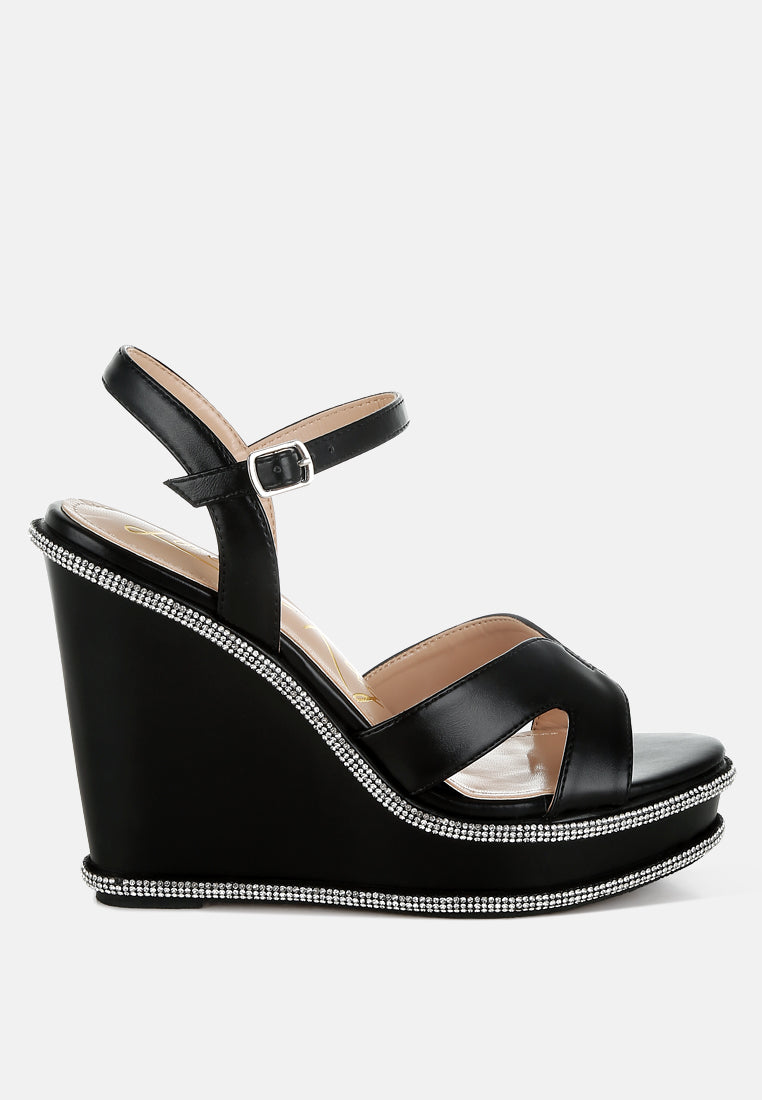 London Rag Regina Rhinestones Embellished Wedge Sandals