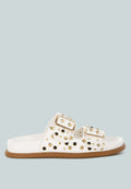 Jayata Metallic Stud Embellished Sliders-0