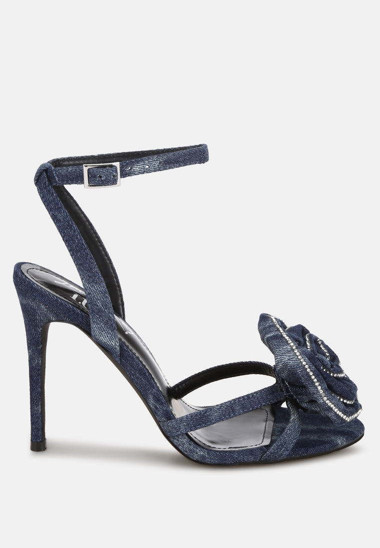 Candela Floral Rhinestone Accent Heel Sandals