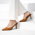 Luna - Tan Velvet Mules