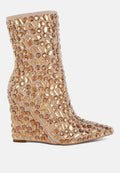 London Rag Trend Titan Diamante Slim Wedge Heel Boots