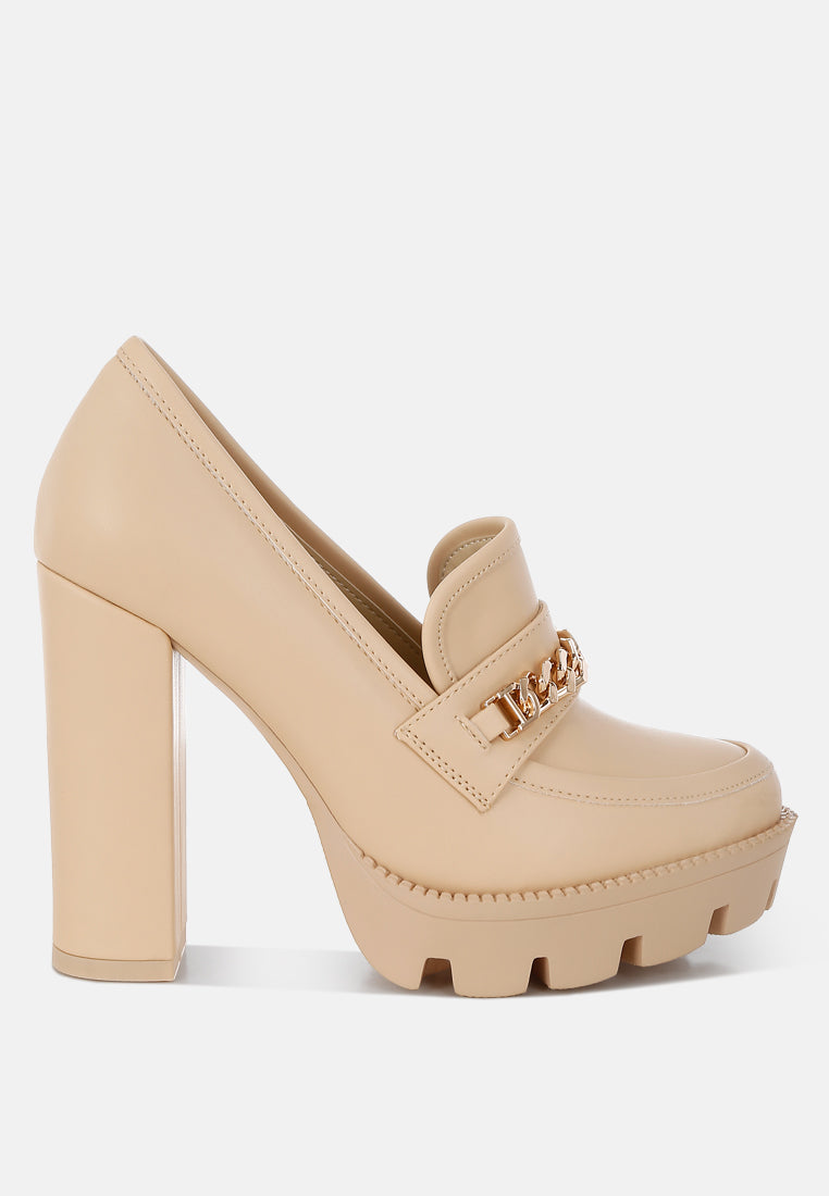 London Rag Y2K Chunky High Block Heeled Loafers