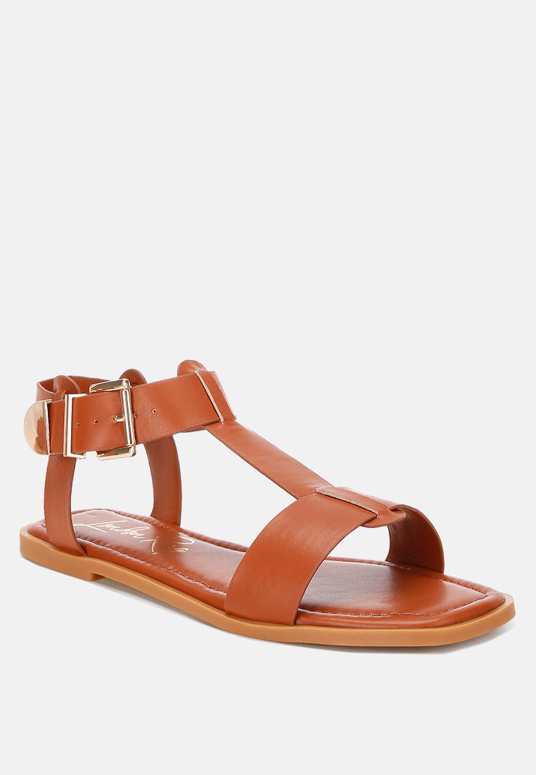 Yumal Buckled Square Toe Flat Sandals