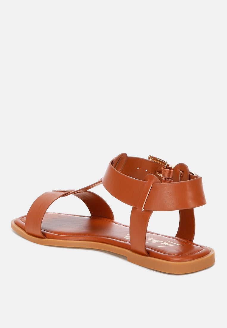 Yumal Buckled Square Toe Flat Sandals
