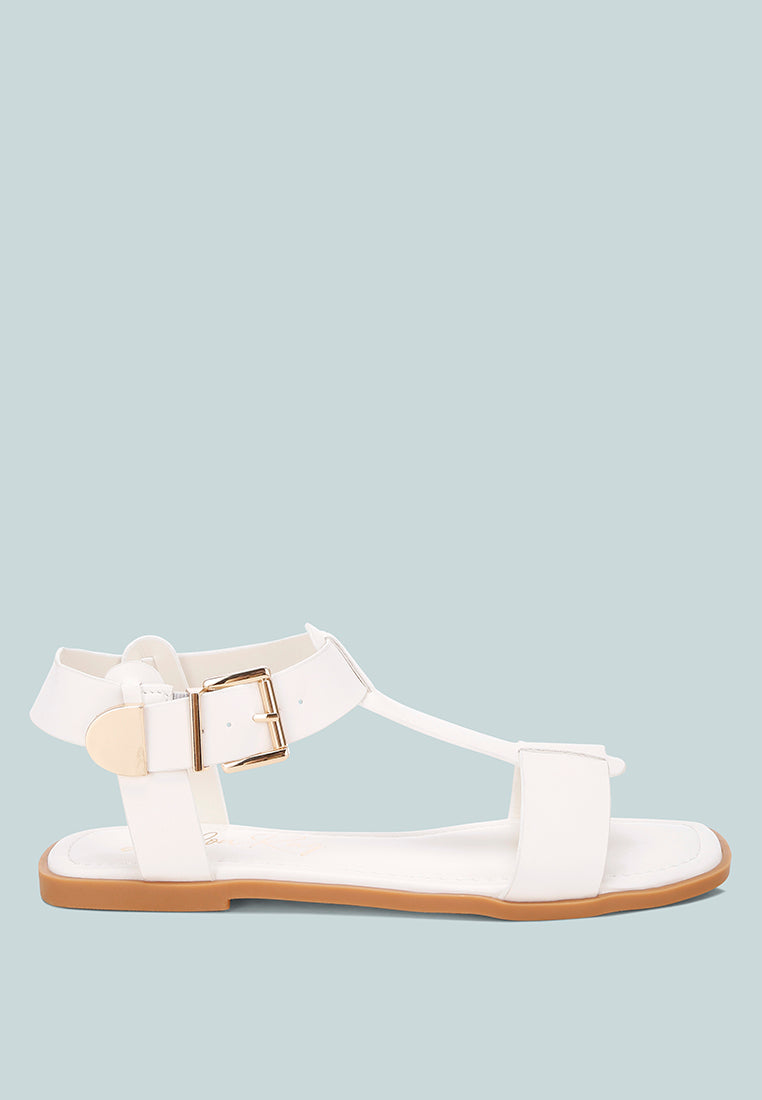 Yumal Buckled Square Toe Flat Sandals