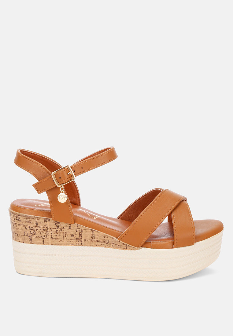 Zinny Buckle Strap Contrast Heel Wedges