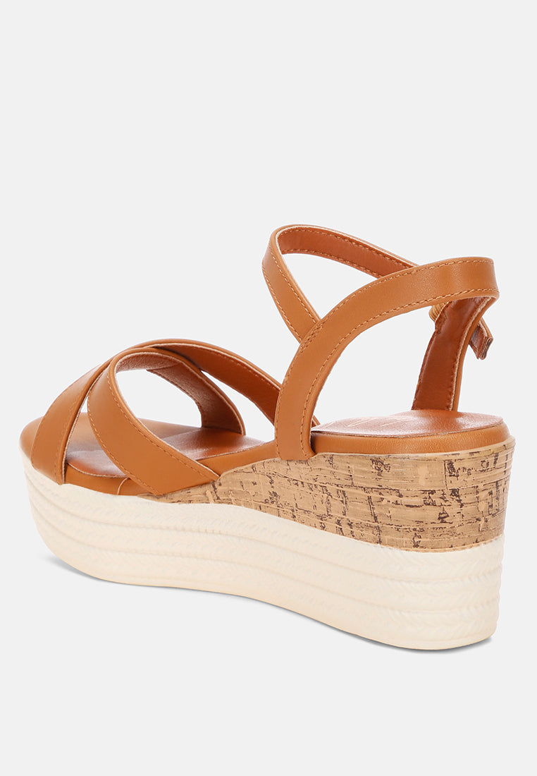Zinny Buckle Strap Contrast Heel Wedges