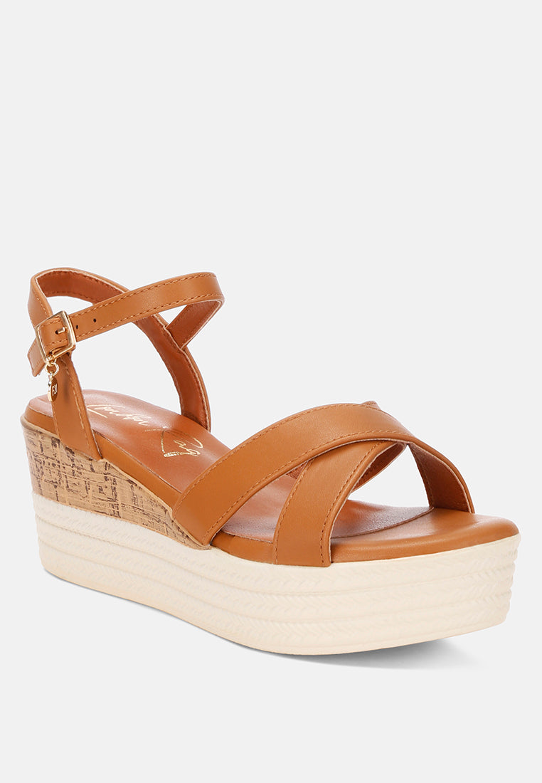 Zinny Buckle Strap Contrast Heel Wedges