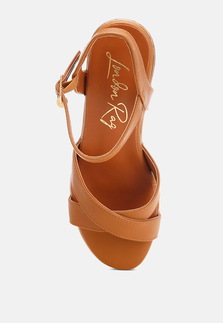 Zinny Buckle Strap Contrast Heel Wedges
