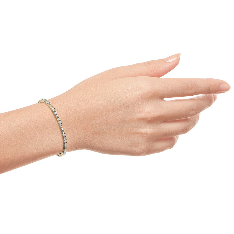 6ctw Lab Created Moissanite Tennis Bracelet - 3mm Stones - Choice of White or 14K Gold Plated Finish-4