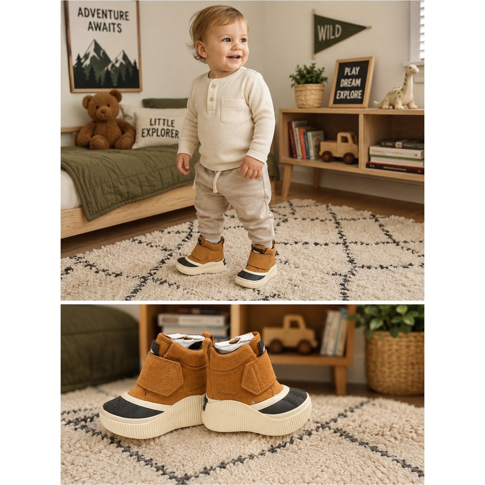 Sorel Toddler Strap Boot in Brown and Black