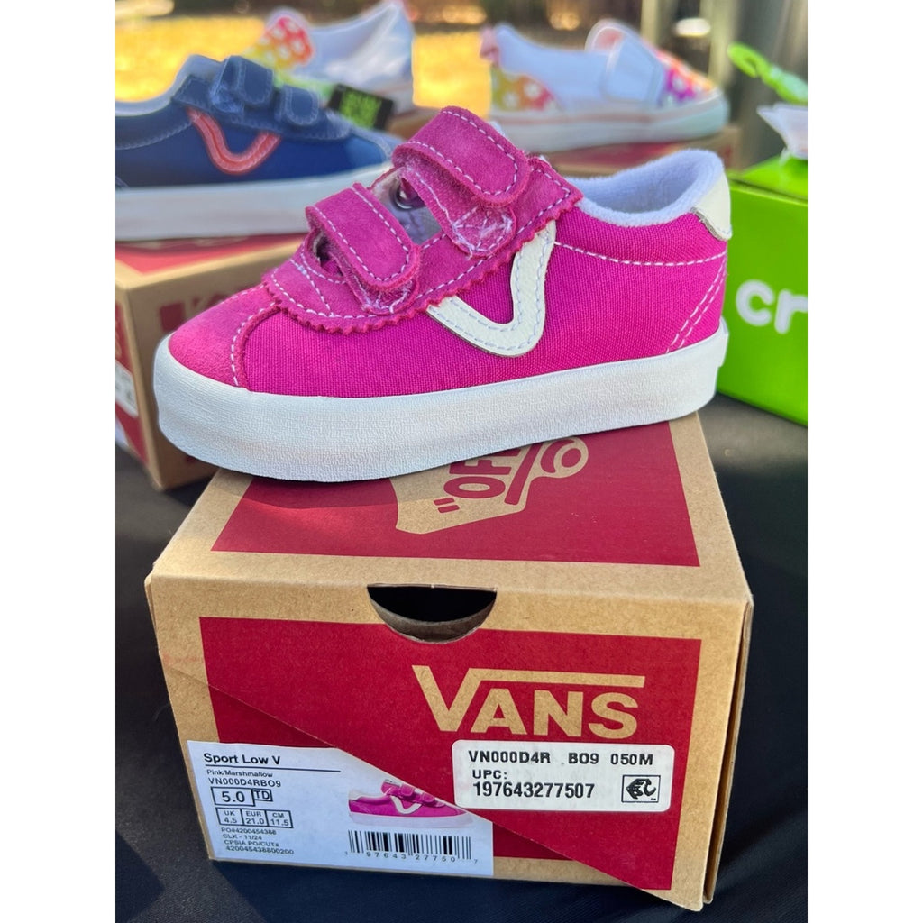 Vans Kids Pink Canvas Hook-and-Loop Low Top Sneaker