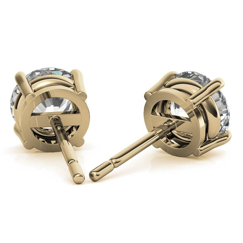 AGI Certified Lab Grown Diamond (G-VS) Stud Earrings in 14K White or Yellow Gold - Choose 1 CTW or 2 CTW-3