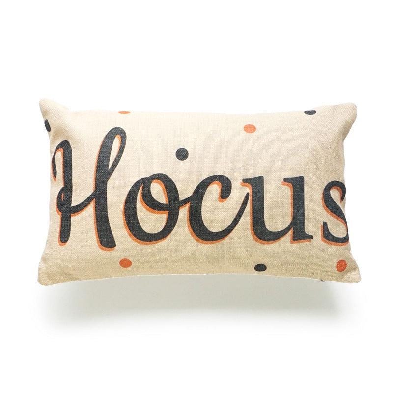 Halloween Throw Pillow, Filled Cotton Linen Cushion, Trick or Treat Pumpkin Pillow, Orange Black Halloween Sofa and Porch Decor
