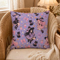 Kawaii Witch Pillowcase, Pastel Goth Halloween Decor, Purple Black Cat Throw Pillow, Cute Spooky Cushion, Witchy Gift for Teen